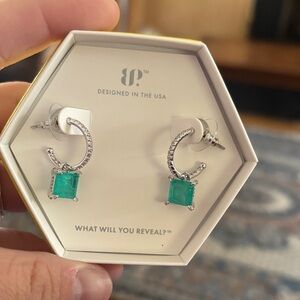 BP Silver and Green Gemstone Earrings
